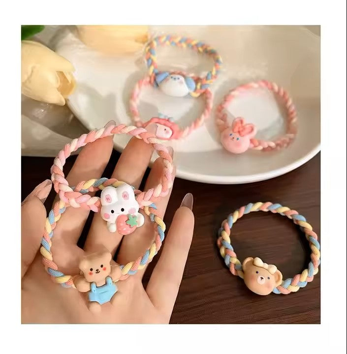 SET 4 ELASTICI PER CAPELLI - PERSONAGGI KAWAI